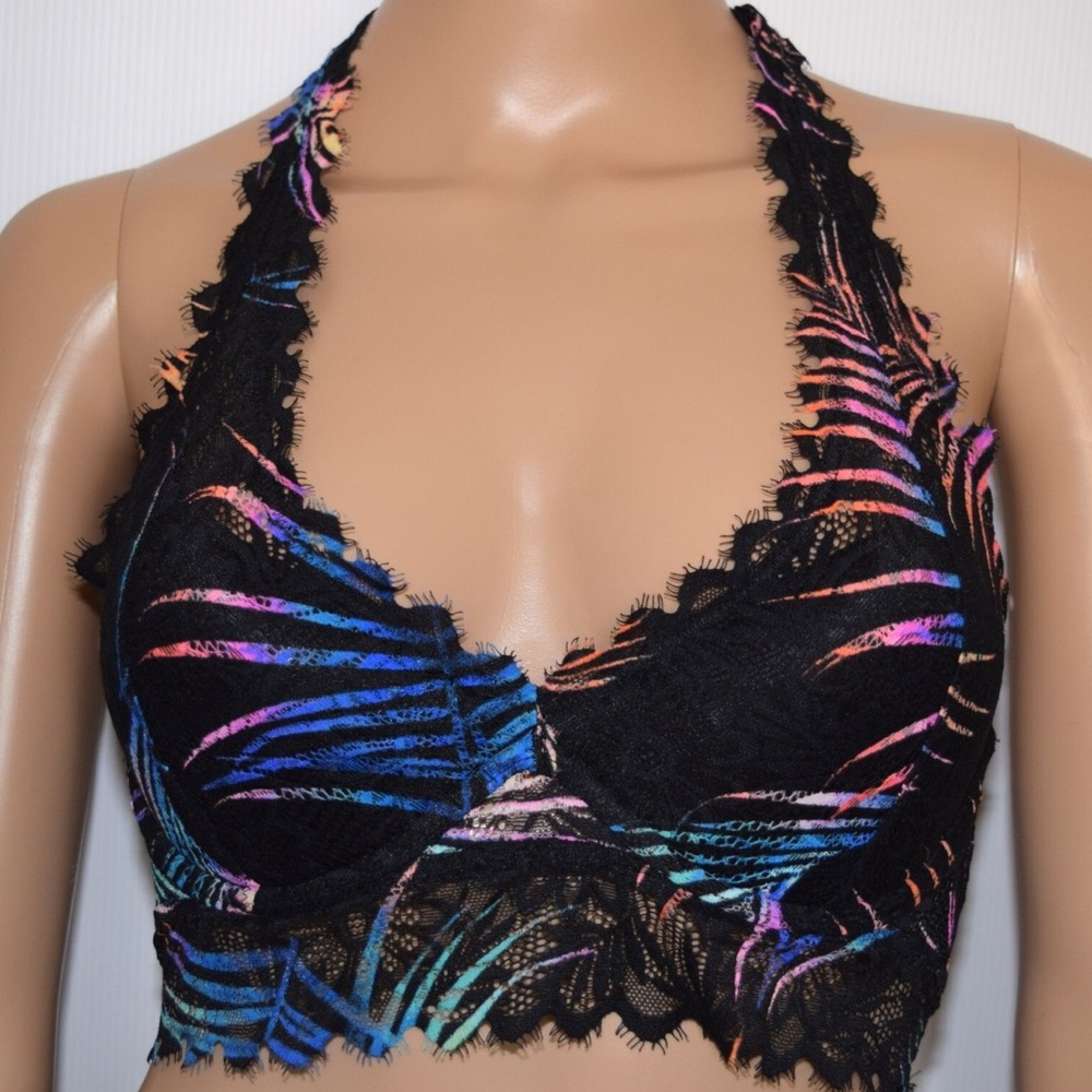 PINK Victoria's Secret Multicolor Halter Lace Bralette Size S